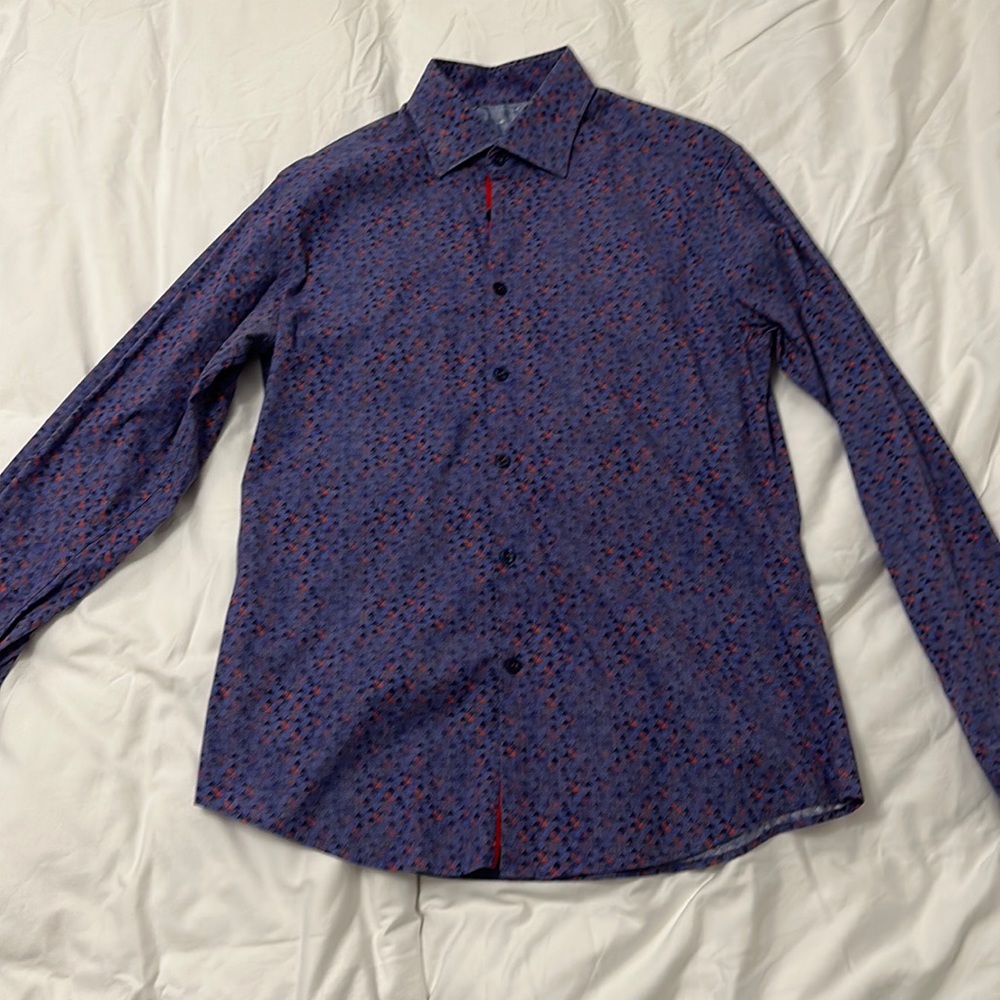 Great Condition! - Stone Rose - Purple Retro Print Dress Shirt